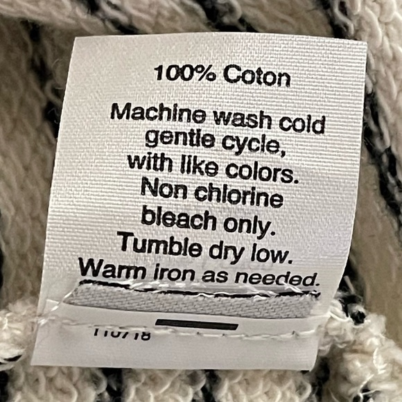 Madewell XS Striped Lace Up Boxy Fit Nautical Vibe Top Soft Terry Cotton Cream - Picture 7 of 9